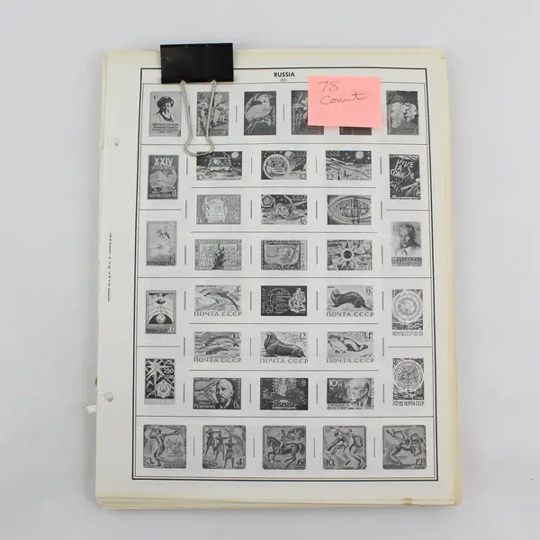 Lot of 75 Vintage H.E. Harris Worldwide Stamp Album Printed Pages, B&W 