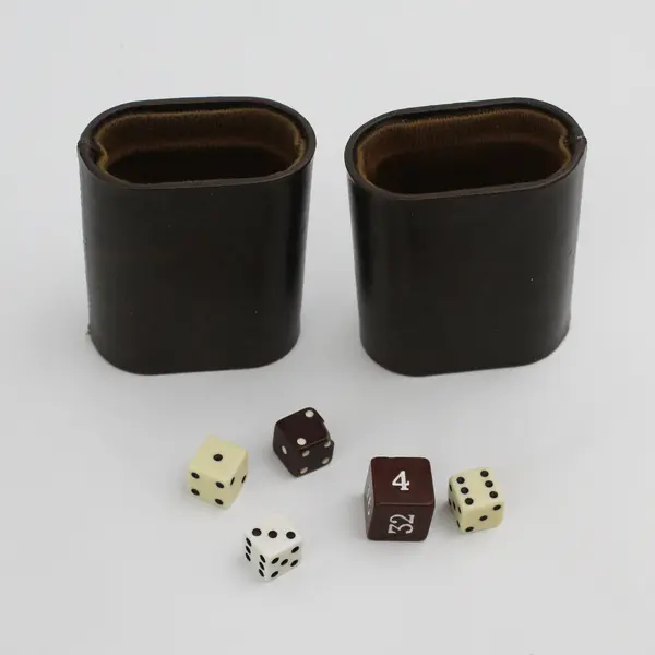 Vintage Backgammon Game Set Faux Leather Brown Case 15x10 Complete 