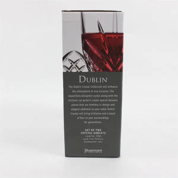 Shannon by Godinger Dublin Collection 2 Crystal Goblets 10 oz New in Box