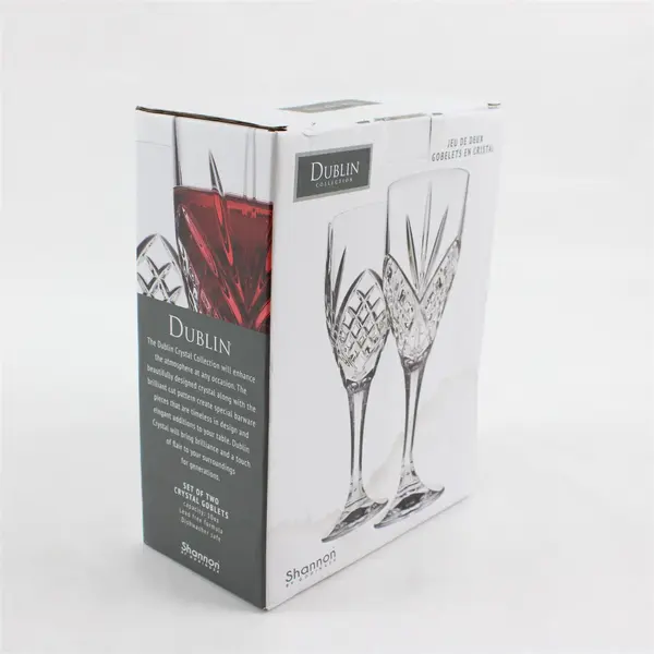 Shannon by Godinger Dublin Collection 2 Crystal Goblets 10 oz New in Box