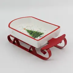 Arlington Designs Ceramic And metal 2 Piece Sleigh Candy Dish