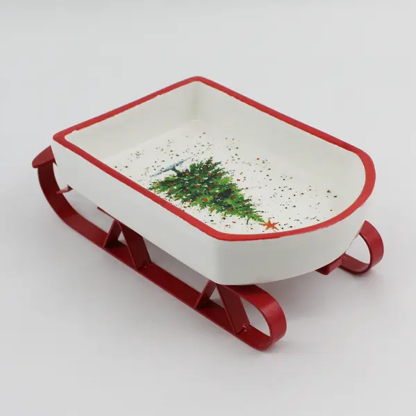 Arlington Designs Ceramic And metal 2 Piece Sleigh Candy Dish