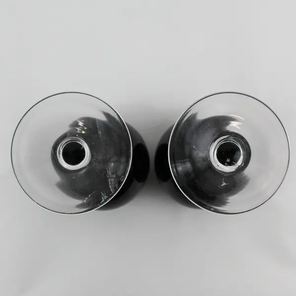 Set of 2 Deep Purple Wine Glasses With Clear Stems 8.5"