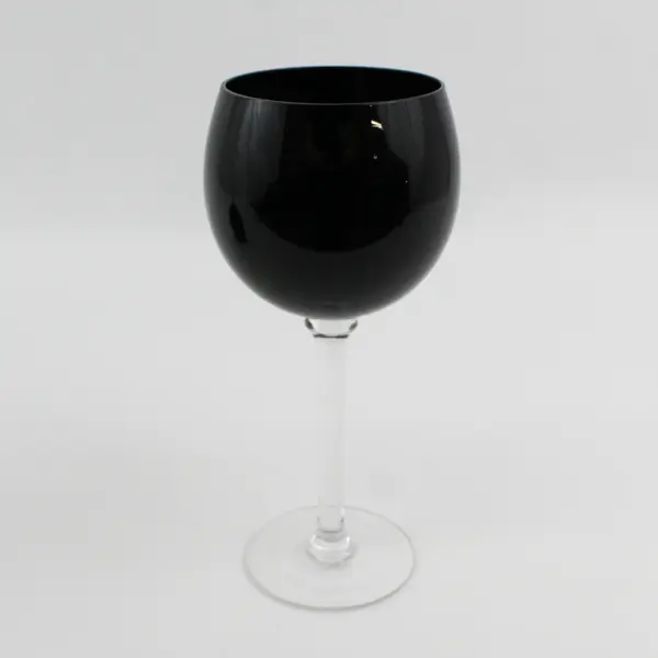 Set of 2 Deep Purple Wine Glasses With Clear Stems 8.5"
