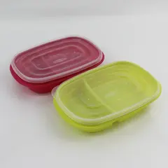 Lot of 2 Rubbermaid TakeAlongs Divided 3.7 Cup Containers Yellow Pink
