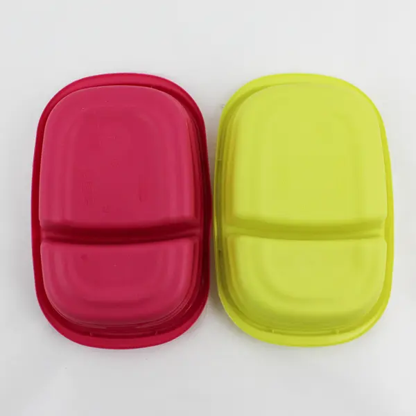 Lot of 2 Rubbermaid TakeAlongs Divided 3.7 Cup Containers Yellow Pink