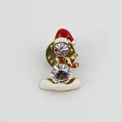 Enamel And Rhinestone Snowman Hat Lapel Pin