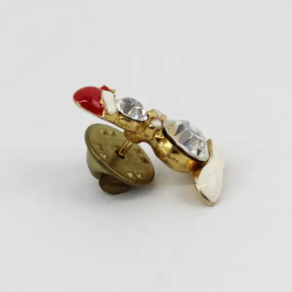 Enamel And Rhinestone Snowman Hat Lapel Pin