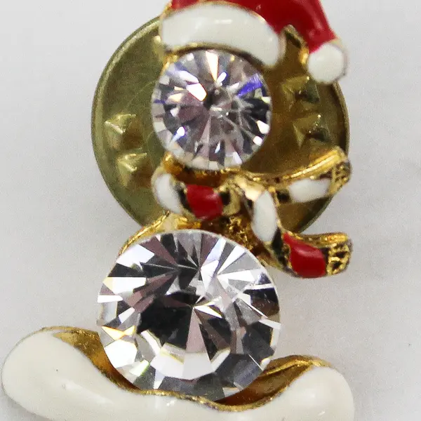 Enamel And Rhinestone Snowman Hat Lapel Pin