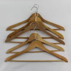 Lot of 5 Wooden Clothes Hangers Shirts and Pants Closet Organization