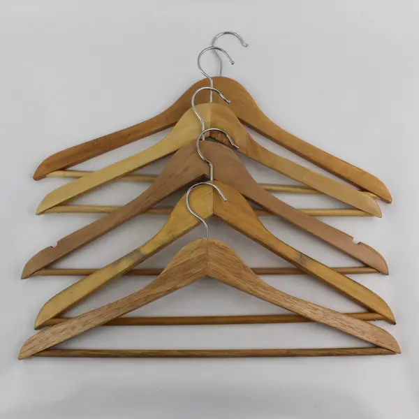 Lot of 5 Wooden Clothes Hangers Shirts and Pants Closet Organization