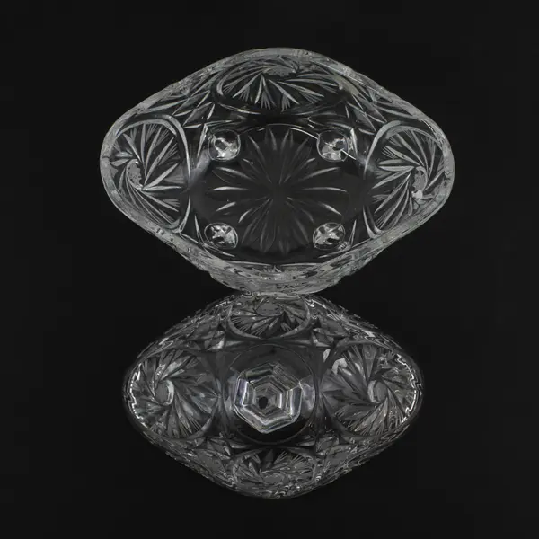 Crystal Clear Vintage Lead Crystal Footed Covered Candy Dish Poland 9.5"