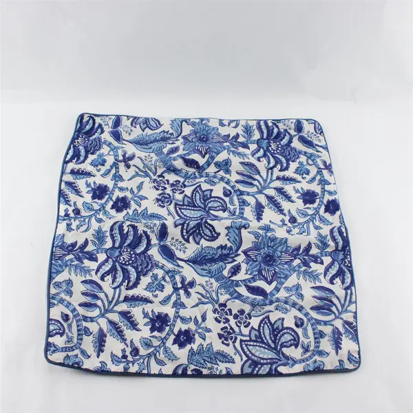 Kalyana Textiles Blue and White Floral Decorative Cotton Pillow Cover 19" x 19"