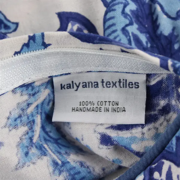 Kalyana Textiles Blue and White Floral Decorative Cotton Pillow Cover 19" x 19"