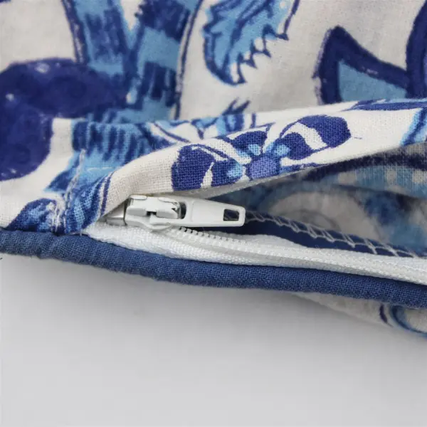 Kalyana Textiles Blue and White Floral Decorative Cotton Pillow Cover 19" x 19"