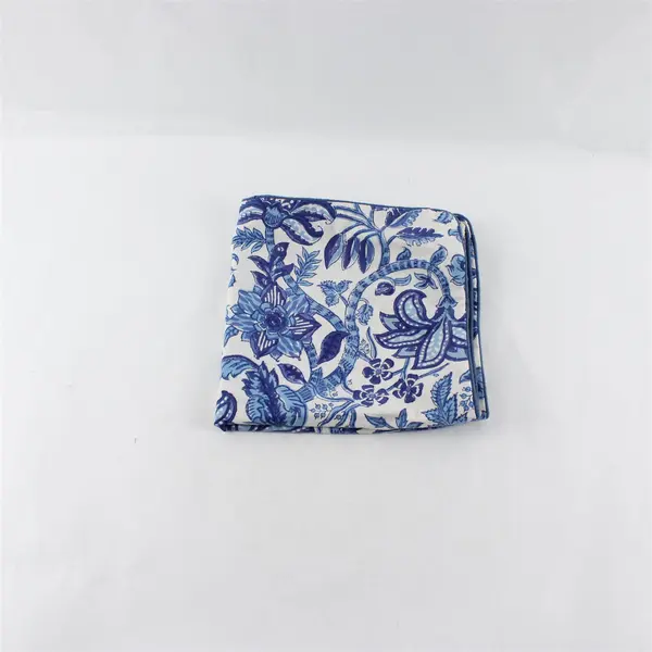 Kalyana Textiles Blue and White Floral Decorative Cotton Pillow Cover 19" x 19"