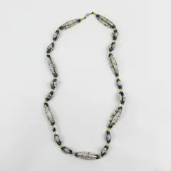 Handmade Rolled Paper Beaded Necklace Barrel Clasp 32"