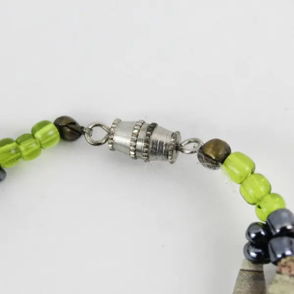 Handmade Rolled Paper Beaded Necklace Barrel Clasp 32"