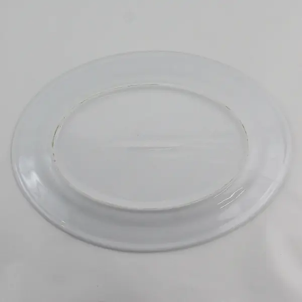  12 Inch White Oval Ceramic Platter With Red Greek Key Pattern