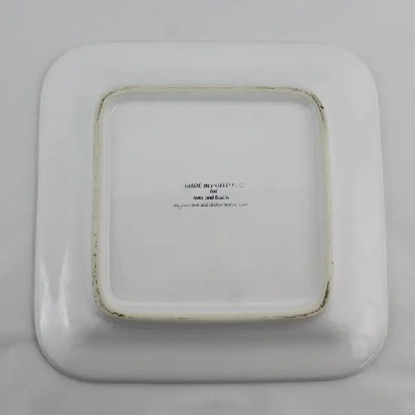 Over And Back Square White 11" Stoneware Platter Portugal