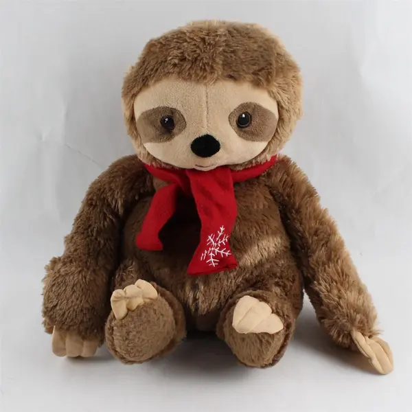 Pacific Coast Distributing Brown Sloth Plush Stuffed Animal 12in Scarf