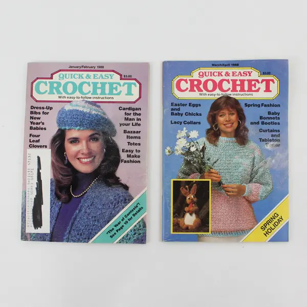 VTG 1988 Lot of 5 Quick & Easy Crochet Magazines With Easy-to-Follow Inst