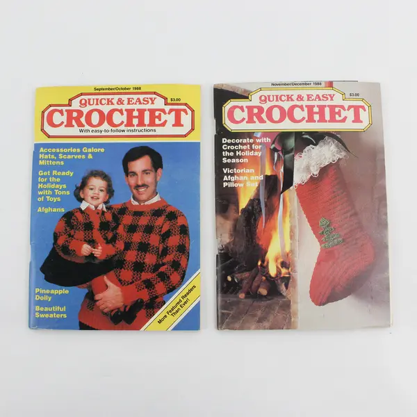 VTG 1988 Lot of 5 Quick & Easy Crochet Magazines With Easy-to-Follow Inst