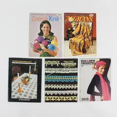 Lot of 5 Vintage Coats & Clark Knitting Crocheting Leaflets