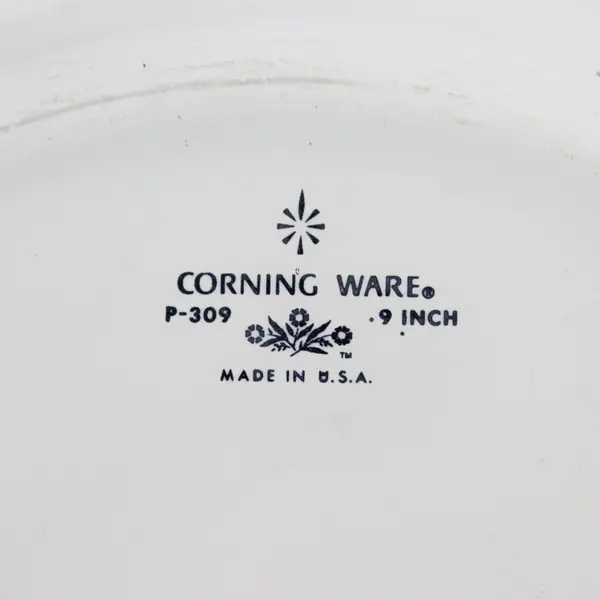 Vintage Corning Ware 9 in Pie Dish Cornflower Plate P309 USA