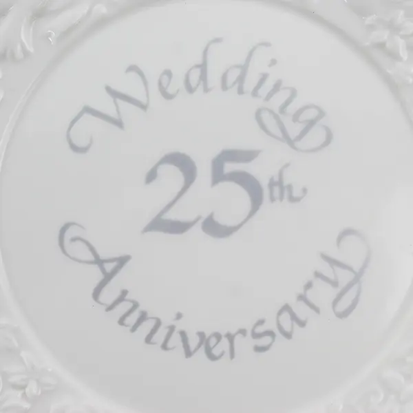 Russ Berrie 25th Wedding Anniversary Plate Embossed Bells Doves Roses Hearts