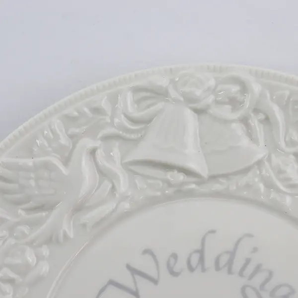 Russ Berrie 25th Wedding Anniversary Plate Embossed Bells Doves Roses Hearts