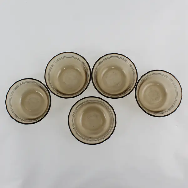 Set of 5 Pyrex 6-Ounce Fireside Smoky Glass Custard Bowls 463