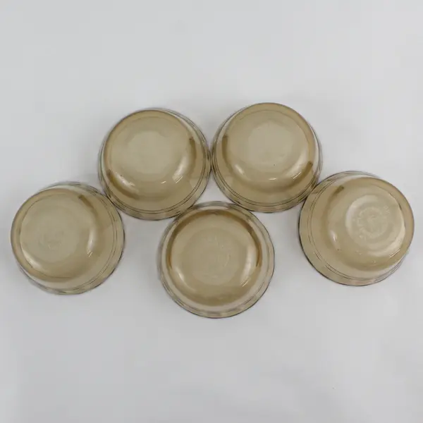 Set of 5 Pyrex 6-Ounce Fireside Smoky Glass Custard Bowls 463