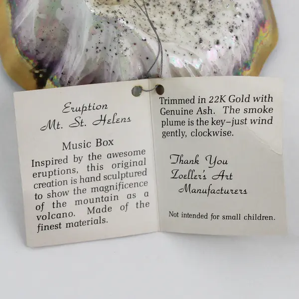 1986 Zoeller Eruption of Mount St Helens Ash And 22k Gold Music Box Works