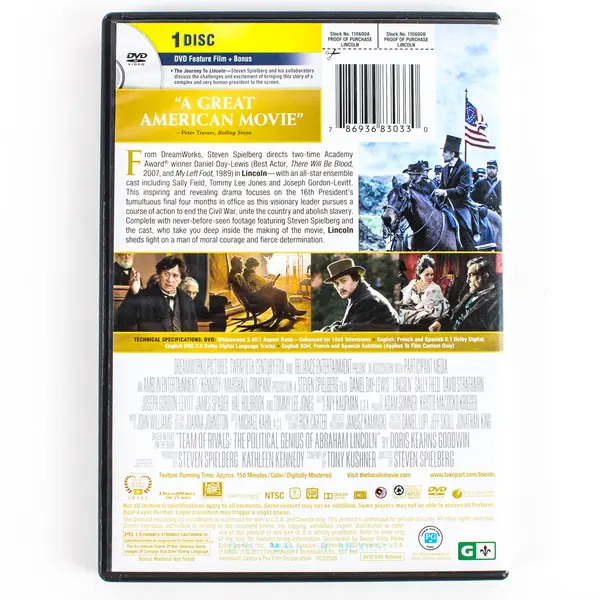 Lincoln DVD 2013 Daniel Day-Lewis Steven Spielberg Historical Drama