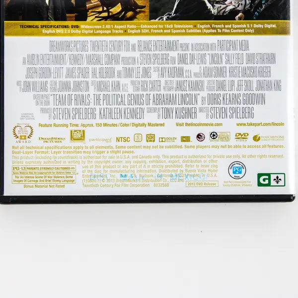 Lincoln DVD 2013 Daniel Day-Lewis Steven Spielberg Historical Drama