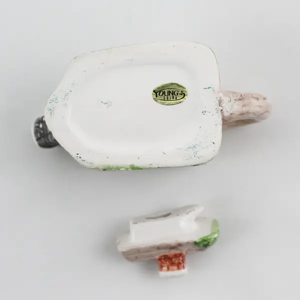 Young's Miniature Hand Painted Porcelain Doll House English Cottage Teapot W Lid