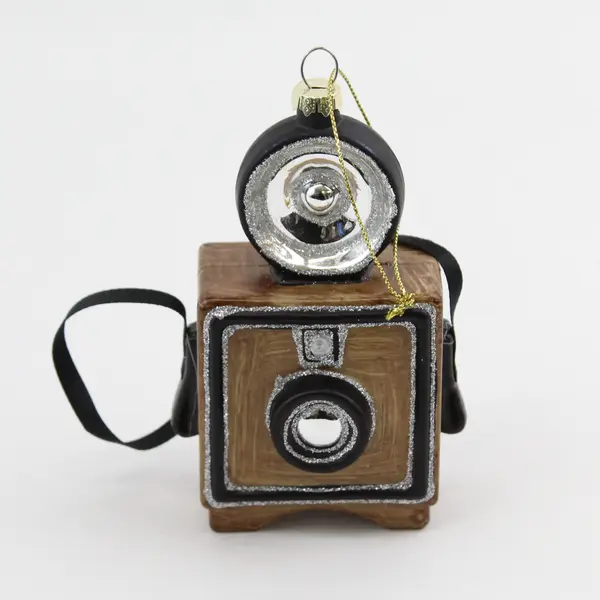 Brown Mercury Glass Flash Camera Ornament