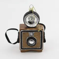 Brown Mercury Glass Flash Camera Ornament