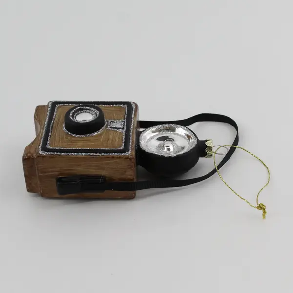 Brown Mercury Glass Flash Camera Ornament