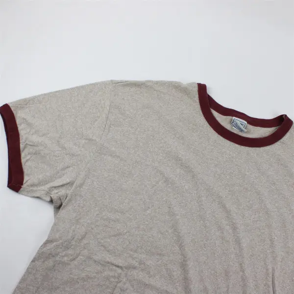 Old Navy Men's XL Short Sleeve T-Shirt Oatmeal/Tan Heather Maroon Trim