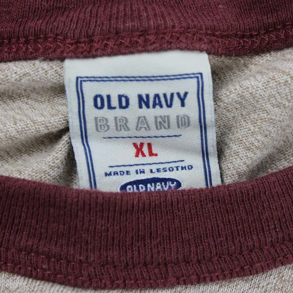 Old Navy Men's XL Short Sleeve T-Shirt Oatmeal/Tan Heather Maroon Trim