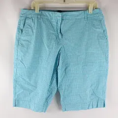 New York & Co. Manhattan Chino Women's 12 Blue/White Gingham Plaid Shorts