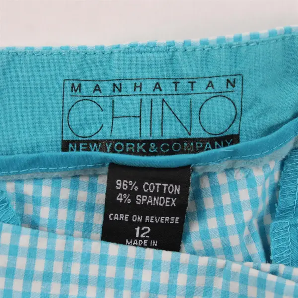 New York & Co. Manhattan Chino Women's 12 Blue/White Gingham Plaid Shorts