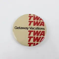Vintage TWA Getaway Vacations 2" Pinback Button Airlines Souvenir 1970's Promo