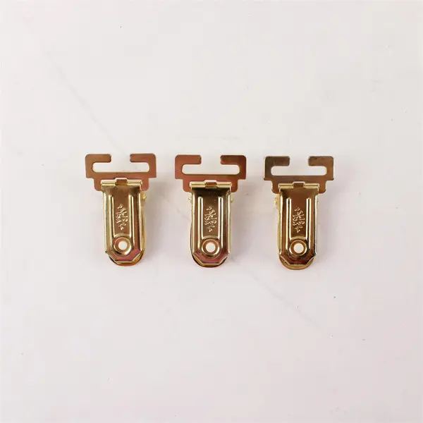 Lot of 3 Polished Metal Suspender Clips with Clamping Mechanism