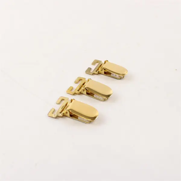 Lot of 3 Polished Metal Suspender Clips with Clamping Mechanism