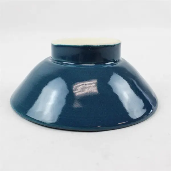Studio Art Pottery Ocean Blue Drip Glaze Stoneware Footed Serving Bowl