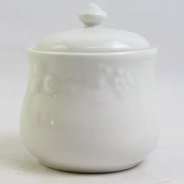 Gibson White Ceramic Sugar Bowl with Lid Floral Pattern
