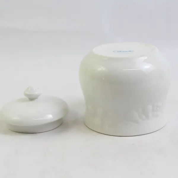 Gibson White Ceramic Sugar Bowl with Lid Floral Pattern